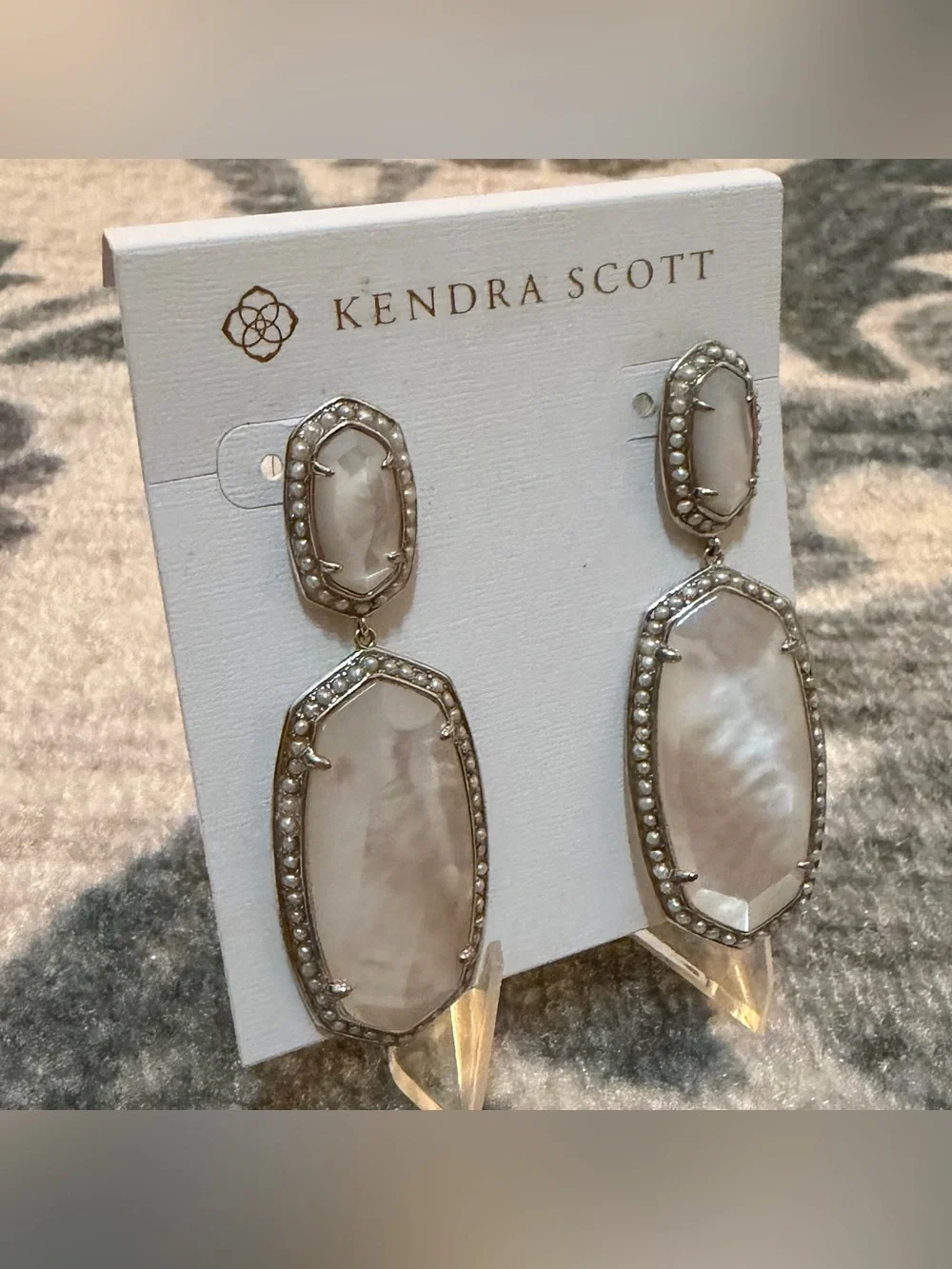 Kendra Scott Pearl Beaded Elle Statement Earrings in Ivory Mother of Pearl